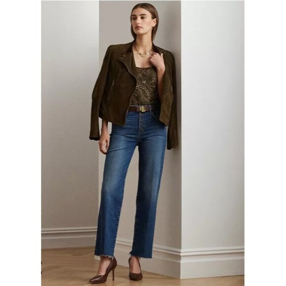 Lauren Ralph Lauren Women High Rise Relaxed Ankle Jeans Size 14 Harvest Wash - Picture 5 of 5